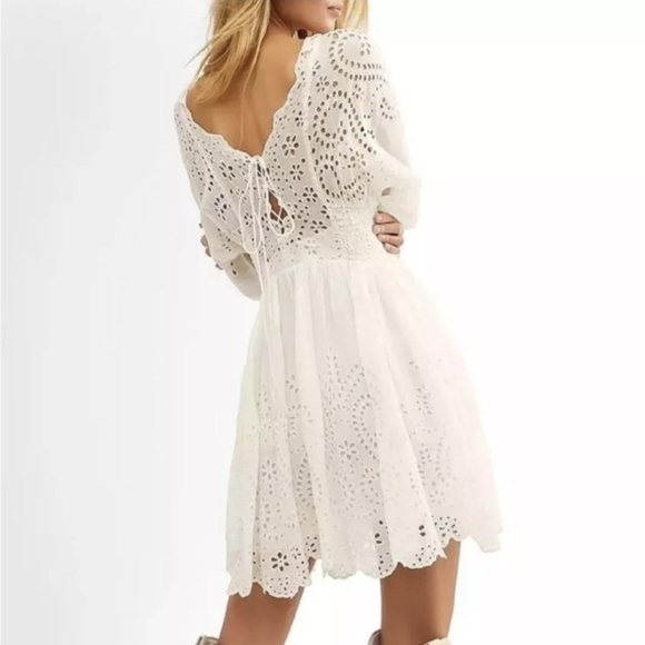 Free People White Eyelet Lottie Dress Creamy Color L - Picture 2 of 11